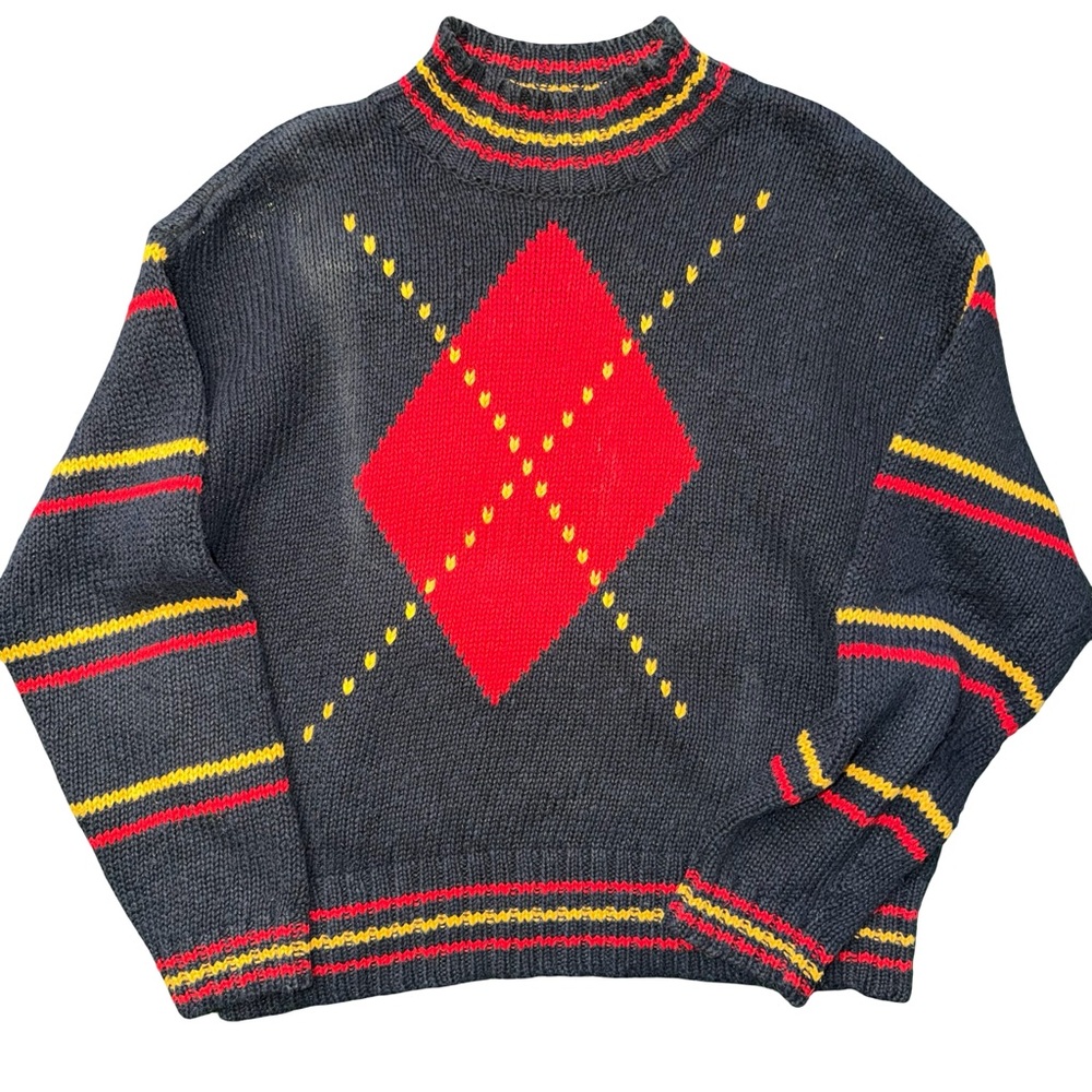 LizWear Navy and Red Argyle Women's Sweater small - Picture 4 of 6